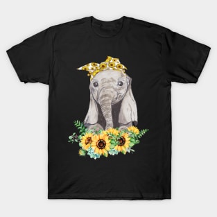 Sunflower Elephant t shirt for woman who loves elephant T-Shirt